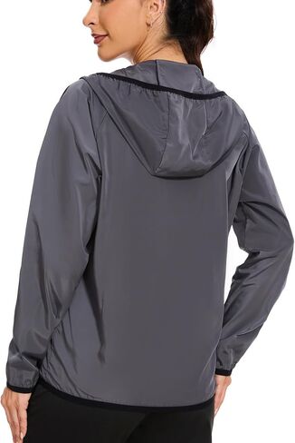 Women's Hooded Zipper Waterproof Windproof Rainproof Outdoor Sports Long-Sleeve Raincoat of Zipper Hood Grey in Saudi Arabia