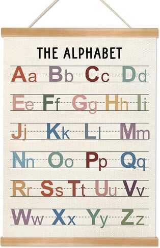 ملصق مخطط الحروف الأبجدية من HEYJEEPER، ملصق تعليمي للحروف الأبجدية مع إطار شماعات، ملصقات فنية جدارية ABC لملصقات تعلم الأطفال الصغار لغرف الأطفال وغرفة اللعب وديكور غرفة الأطفال مقاس 14 × 18.5 بوصة in Kuwait