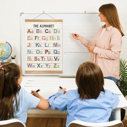 ملصق مخطط الحروف الأبجدية من HEYJEEPER، ملصق تعليمي للحروف الأبجدية مع إطار شماعات، ملصقات فنية جدارية ABC لملصقات تعلم الأطفال الصغار لغرف الأطفال وغرفة اللعب وديكور غرفة الأطفال مقاس 14 × 18.5 بوصة in Kuwait