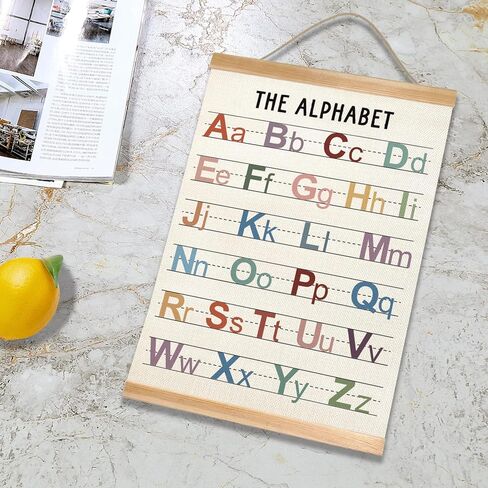 ملصق مخطط الحروف الأبجدية من HEYJEEPER، ملصق تعليمي للحروف الأبجدية مع إطار شماعات، ملصقات فنية جدارية ABC لملصقات تعلم الأطفال الصغار لغرف الأطفال وغرفة اللعب وديكور غرفة الأطفال مقاس 14 × 18.5 بوصة in Kuwait