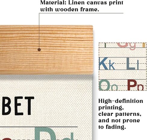 ملصق مخطط الحروف الأبجدية من HEYJEEPER، ملصق تعليمي للحروف الأبجدية مع إطار شماعات، ملصقات فنية جدارية ABC لملصقات تعلم الأطفال الصغار لغرف الأطفال وغرفة اللعب وديكور غرفة الأطفال مقاس 14 × 18.5 بوصة in Kuwait