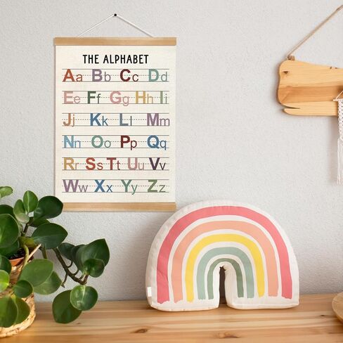 ملصق مخطط الحروف الأبجدية من HEYJEEPER، ملصق تعليمي للحروف الأبجدية مع إطار شماعات، ملصقات فنية جدارية ABC لملصقات تعلم الأطفال الصغار لغرف الأطفال وغرفة اللعب وديكور غرفة الأطفال مقاس 14 × 18.5 بوصة in Kuwait