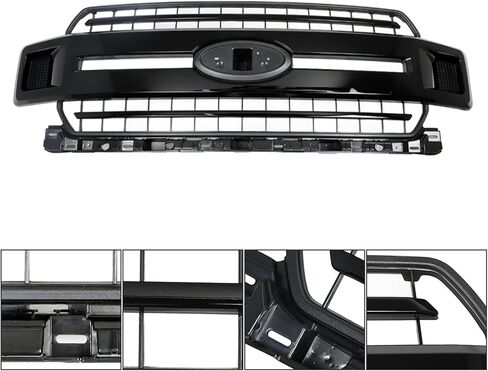 munirater Front Bumper Radiator Grille Assembly Glossy Black with Base Rail Replacement for 2018-2020 F150 Pickup 4-Door JL3Z8200 in Kuwait