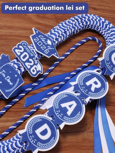 ZenNex 2026 Graduation Lei and Honor Cord Handmade Threaded Braided Ribbon Necklace Graduation Money Lei with 8 Innovative Patches for High School College Ceremony in Saudi Arabia