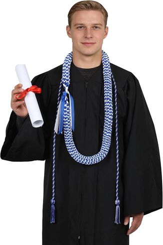 ZenNex 2026 Graduation Lei and Honor Cord Handmade Threaded Braided Ribbon Necklace Graduation Money Lei with 8 Innovative Patches for High School College Ceremony in Saudi Arabia