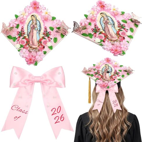 Teacher Grad Cap Topper with Pencil Bow Clip Notebook Line Felt Graduating Hats Decor Class of 2026 Grad Hats Topper All Because of Them Graduation Cap Decorations Teacher Graduation Gifts in Saudi Arabia