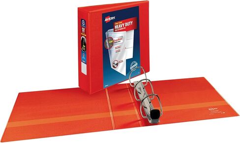 حافظة Avery Heavy Duty View 3 حلقات، حلقة EZD مقاس 3 بوصات بلمسة واحدة، 4 مجلدات حمراء (79325) in Saudi Arabia