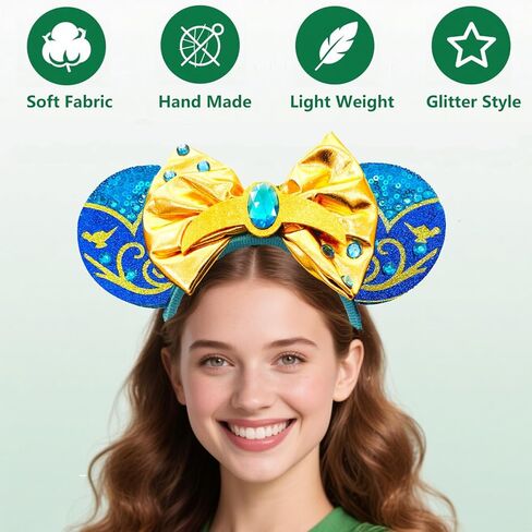 عصابة رأس على شكل أذن الفأر - عصابة شعر الأميرة الزرقاء مع إكسسوارات شعر على شكل فيونكة للنساء البالغات وحفلات أعياد الميلاد وإكسسوارات الحفلات التنكرية in Saudi Arabia