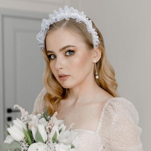 mdgfge Lolita White Lace Headband Headdress, Lolita Maid Gothic Vintage Princess Style Classic Hair Accessories for Women Halloween Cosplay Tea Party Supplies in Saudi Arabia