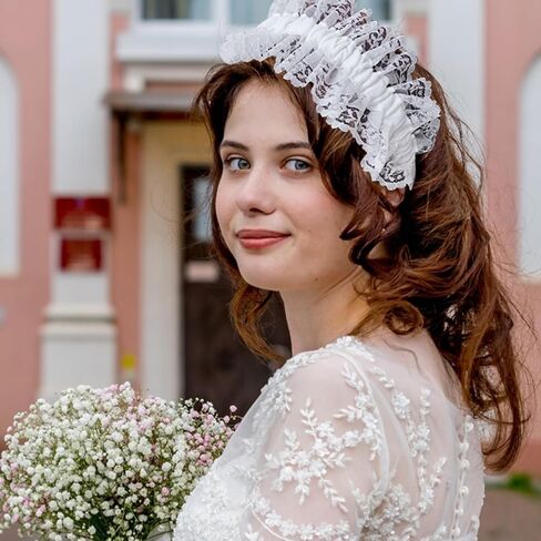 mdgfge Lolita White Lace Headband Headdress, Lolita Maid Gothic Vintage Princess Style Classic Hair Accessories for Women Halloween Cosplay Tea Party Supplies in Saudi Arabia
