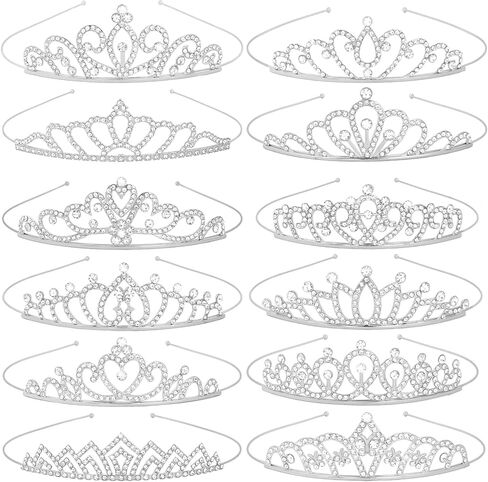 12 Pack Princess Crown Rhinestone Tiara Tiaras for Women Bulk Crowns Small Tiara Bulk for Women Birthday Christmas Party Bridal Wedding Prom in Kuwait