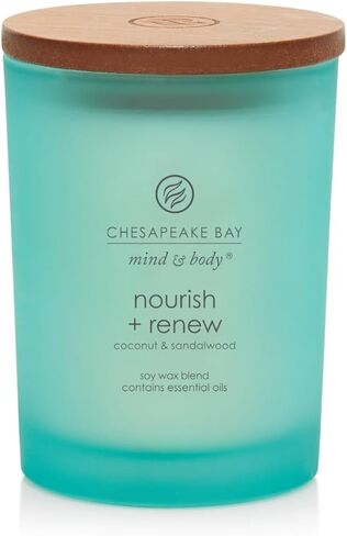 شمعة بجرة طاولة القهوة من تشيسابيك باي كاندل مايند آند بودي، 3 فتيل، تغذي وتجديد (جوز الهند وخشب الصندل) in Kuwait