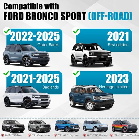 265lbs Roof Rack Cross Bars for Ford Bronco Sport (Off-Road) Badlands 2021-2025 & Outer-Banks 2022-2025 & First Edition 2021, Roof Rack CrossBars for Bicycle, Kayak, Cargo, Cargo Carrier, Skiboard in Saudi Arabia