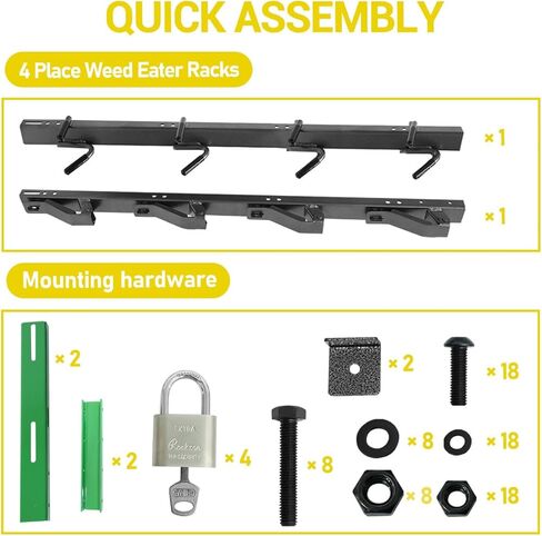 4-Place Weed Eater Racks for Open & Enclosed Trailers: Heavy-Duty Trimmer Rack w/Extension Grip Handle – Bolt-On 4-Pack in Kuwait