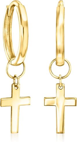 Pure Collection by Ross-Simons Italian 14kt Yellow Gold Cross Single Hoop Charm in Saudi Arabia