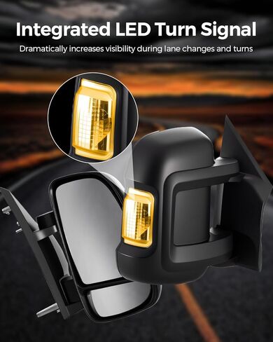مرآة الجانب الأيمن للركاب لسيارة Dodge Ram ProMaster 1500 2500 3500 2014-2023، مرآة قابلة للطي يدويًا مع ضوء إشارة الانعطاف LED، استبدال يناسب CH1321417 in Saudi Arabia