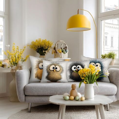 مضحك الدجاج رمي وسادة يغطي 18x18 مجموعة من 4، لطيف مزرعة الحيوان الفن التجريدي وسادة القضية ديكور المنزل، عيد الفصح الديك زهرية أريكة سرير الأريكة مهرجان ديكور غرفة المعيشة في الهواء الطلق in Kuwait