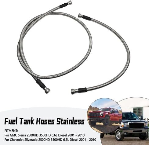 خراطيم خزان الوقود غير القابل للصدأ استبدال 15167372 15077513 متوافقة مع تشيفي سيلفرادو 2500HD 3500HD 6.6L 2001-2010 وGMC Sierra 2500HD 3500HD 6.6L 2001-2010 in Kuwait