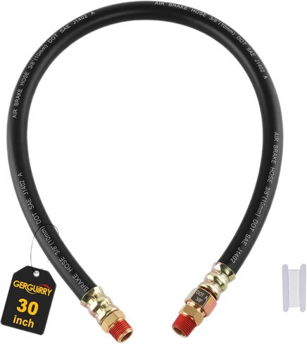 مجموعات خرطوم فرامل الهواء Gerguirry 3/8 بوصة، خرطوم 3/8 بوصة × 3/8 NPTF نهاية دوارة واحدة، SAE J1402 خرطوم غرفة فرامل الهواء لشبه الشاحنة، طول 30 بوصة، قطعة واحدة in Kuwait