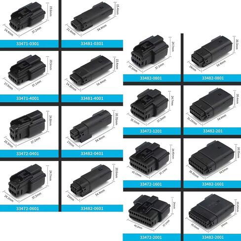 Automotive Cable Connector Molex 20-Pin Waterproof 33472-2001 33482-2001 Male/Female Plug Adapter & Socket Housing with Terminals (Female) in Saudi Arabia