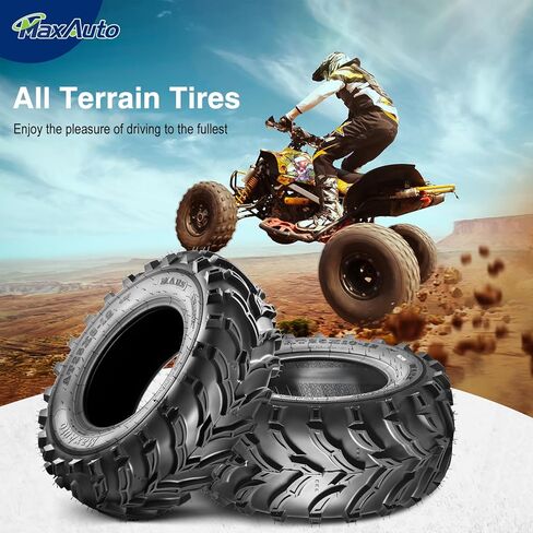 MaxAuto Set of 4 25x8-12 Front & 25x10-12 Rear ATV UTV Tires,25x8x12 25x10x12 Mud Trail Tires,6Ply,Tubeless in Kuwait