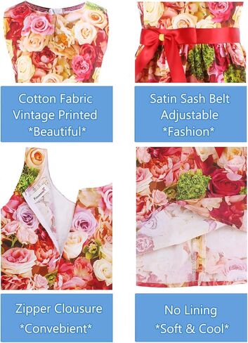 فستان للأطفال الصغار فساتين صيفية زهرية للفتيات، E91A، 3-4 سنوات (مقاس 110) in Kuwait