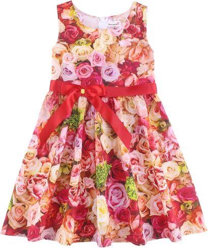 فستان للأطفال الصغار فساتين صيفية زهرية للفتيات، E91A، 3-4 سنوات (مقاس 110) in Kuwait