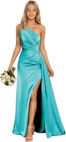 Junior Bridesmaid Dress One Shoulder Satin Pleated Flower Girl Dresses for Wedding Guest Prom Party Gown in Saudi Arabia