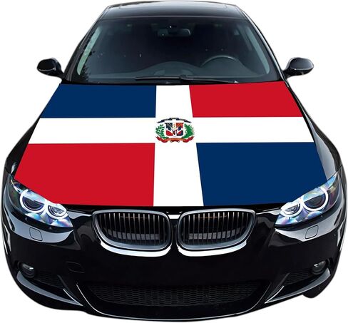 غطاء غطاء السيارة بعلم الدومينيكان مقاس 4 × 5 أقدام، لافتة غطاء محرك السيارة، بوليستر مرن قابل للتمدد، ملاءمة عالمية، أغطية غطاء محرك السيارة الوطنية، هدايا الوطنية الدومينيكية in Kuwait