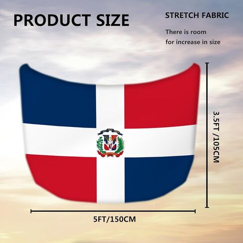 غطاء غطاء السيارة بعلم الدومينيكان مقاس 4 × 5 أقدام، لافتة غطاء محرك السيارة، بوليستر مرن قابل للتمدد، ملاءمة عالمية، أغطية غطاء محرك السيارة الوطنية، هدايا الوطنية الدومينيكية in Kuwait