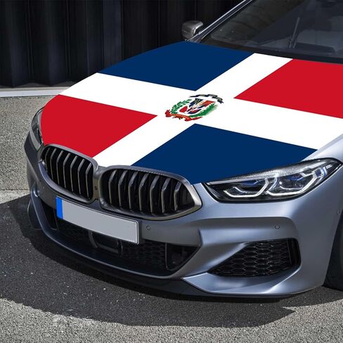 غطاء غطاء السيارة بعلم الدومينيكان مقاس 4 × 5 أقدام، لافتة غطاء محرك السيارة، بوليستر مرن قابل للتمدد، ملاءمة عالمية، أغطية غطاء محرك السيارة الوطنية، هدايا الوطنية الدومينيكية in Kuwait