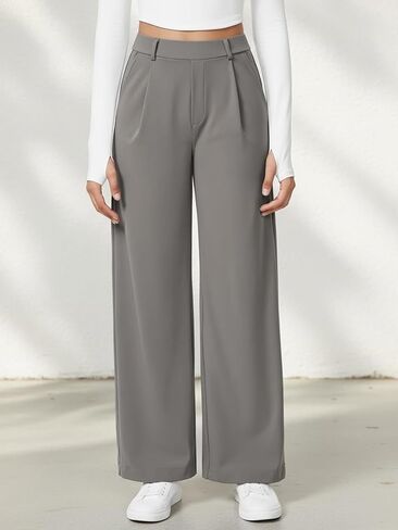 Womens Wide Leg Dress Pants High Waisted Pull On Business Casual Work Pants with Pockets Palazzo Trousers in Saudi Arabia