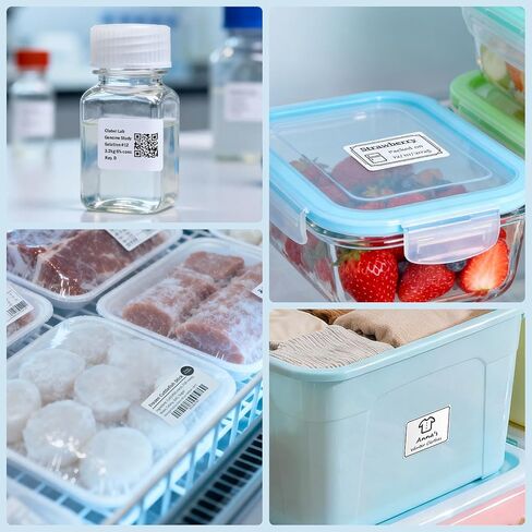 CLABEL 221B Label Printer for Small Business, for Frozen Food and Retail, with 3 Rolls Low Temperature Thermal Labels (1.97x1.18 Inch), Water and Oil Resistant, Freezer Adhesive Down to -30°C in Kuwait