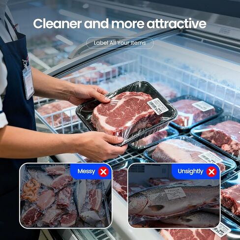 CLABEL 221B Label Printer for Small Business, for Frozen Food and Retail, with 3 Rolls Low Temperature Thermal Labels (1.97x1.18 Inch), Water and Oil Resistant, Freezer Adhesive Down to -30°C in Kuwait