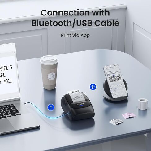CLABEL 221B Label Printer for Small Business, for Frozen Food and Retail, with 3 Rolls Low Temperature Thermal Labels (1.97x1.18 Inch), Water and Oil Resistant, Freezer Adhesive Down to -30°C in Kuwait