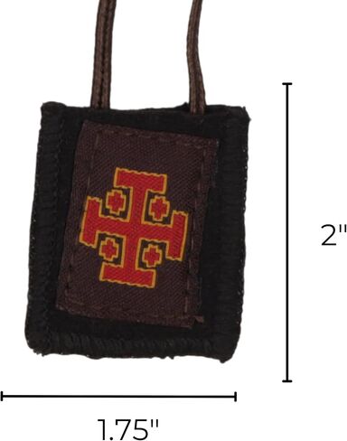 Needzo Ave Maria وJerusalem Cross Scapular، مادة الصوف البني الأصلية، تتضمن بطاقة الصلاة، 1.75 × 2 بوصة in Saudi Arabia
