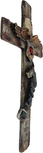 Ebros Gift Large Patriotic Men In Blue Police Officer Badge With Eagle And Gun In Holster Peace Hope Grace Wall Cross Plaque Decor Sculpture 20" H in Saudi Arabia
