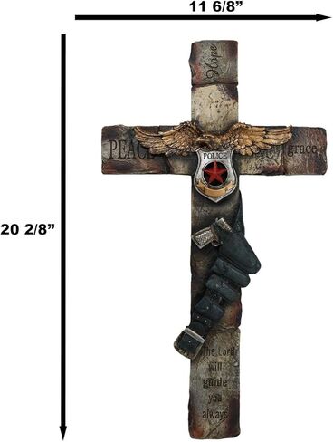Ebros Gift Large Patriotic Men In Blue Police Officer Badge With Eagle And Gun In Holster Peace Hope Grace Wall Cross Plaque Decor Sculpture 20" H in Saudi Arabia