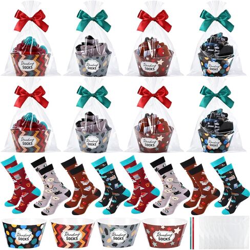 Capoda 8 Set Book Lover Cupcake Socks for Women Men Book Themed Socks Novelty Bookclub Gifts Ideas Reading Theme Cupcake Gift for Read Club Bookish Reader Bookworm Party Favors in Saudi Arabia