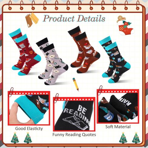 Capoda 8 Set Book Lover Cupcake Socks for Women Men Book Themed Socks Novelty Bookclub Gifts Ideas Reading Theme Cupcake Gift for Read Club Bookish Reader Bookworm Party Favors in Saudi Arabia