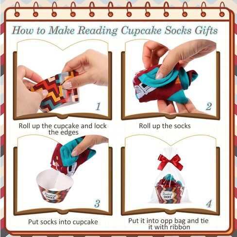 Capoda 8 Set Book Lover Cupcake Socks for Women Men Book Themed Socks Novelty Bookclub Gifts Ideas Reading Theme Cupcake Gift for Read Club Bookish Reader Bookworm Party Favors in Saudi Arabia