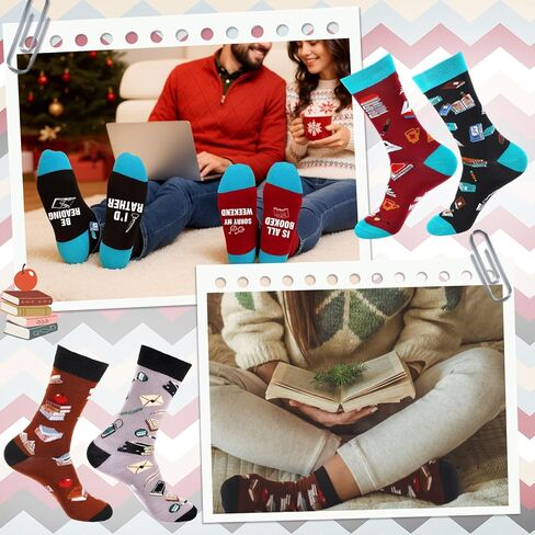 Capoda 8 Set Book Lover Cupcake Socks for Women Men Book Themed Socks Novelty Bookclub Gifts Ideas Reading Theme Cupcake Gift for Read Club Bookish Reader Bookworm Party Favors in Saudi Arabia