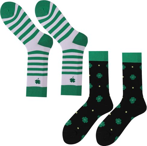 Pack 2 Festive Crew Socks Novelty Mid-Calf Socks Knitted-Cotton-Blend Funny Sock for Men Women Shoes Size 6-11 in Saudi Arabia