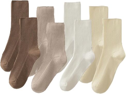 Womens Cute Crew Socks Casual Athletic Aesthetic Socks Neutral Cotton Women Girls Granola Essentials in Saudi Arabia
