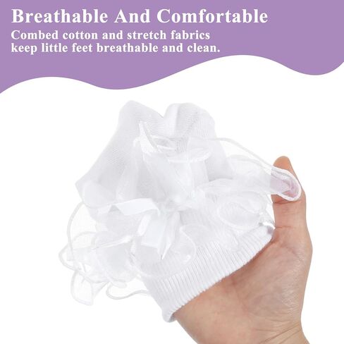 Bremorou 3 Pairs Women's Big Ruffle Socks Double Lace Frilly Dress Socks with Bow Women Ankle Sock Cute Crew Turn Cuff 80s Fancy Bobby Bride Sock White Black Red in Saudi Arabia
