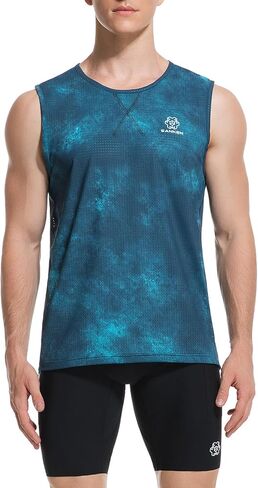 قميص Sanken الرجالي للتمرين بدون أكمام باللون الأزرق بدون خياطة سريع الجفاف بدون أكمام قميص للجري في صالة الألعاب الرياضية ماراثون in Kuwait