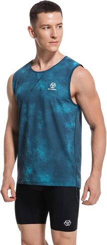 قميص Sanken الرجالي للتمرين بدون أكمام باللون الأزرق بدون خياطة سريع الجفاف بدون أكمام قميص للجري في صالة الألعاب الرياضية ماراثون in Kuwait