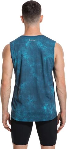 قميص Sanken الرجالي للتمرين بدون أكمام باللون الأزرق بدون خياطة سريع الجفاف بدون أكمام قميص للجري في صالة الألعاب الرياضية ماراثون in Kuwait