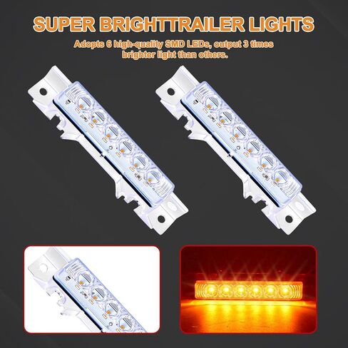 5-Pack 6LED Amber Cab Marker Roof Lights Clear Lens Waterproof for Volvo VNL 2003-2020 Trucks in Kuwait