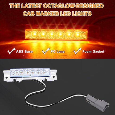 5-Pack 6LED Amber Cab Marker Roof Lights Clear Lens Waterproof for Volvo VNL 2003-2020 Trucks in Kuwait